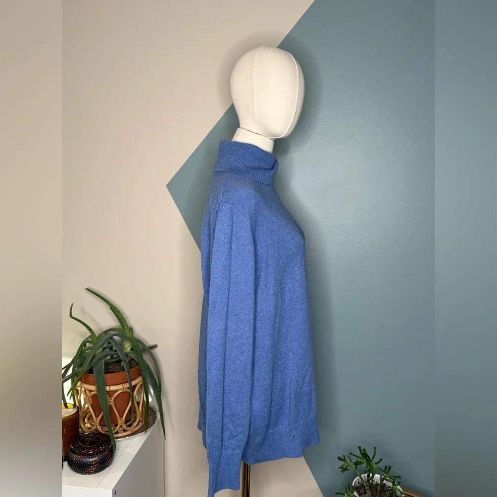 L.L.Bean Cotton Cashmere Turtleneck Sweater Blue Plus Size IX 1X - Picture 3 of 13